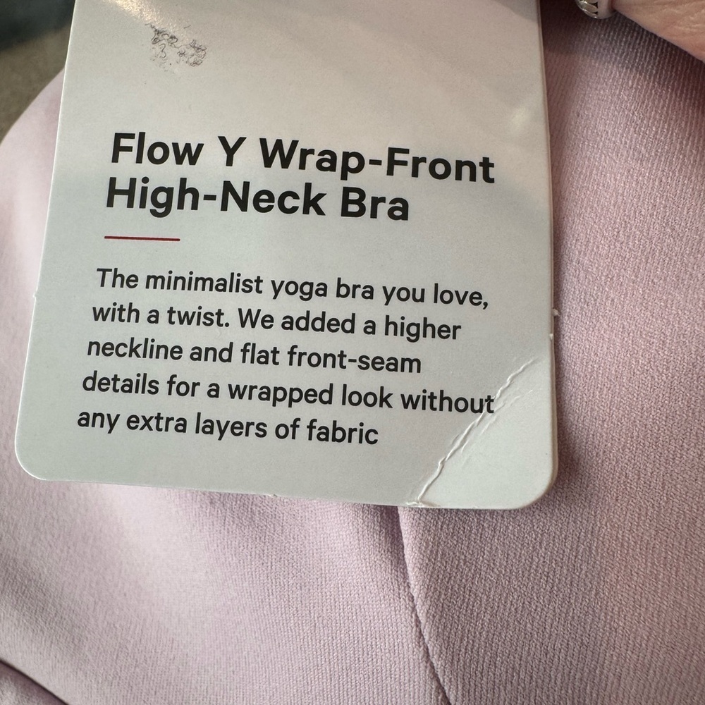 NWT Lululemon Pink Flow Y Wrap-Front High-Neck Bra Size 8 - Picture 4 of 5